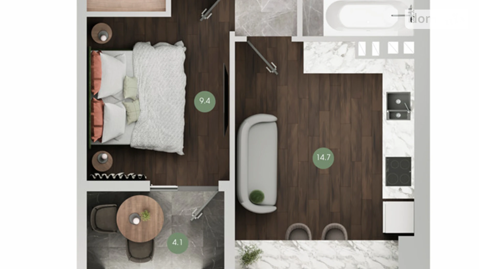 Продается 1-комнатная квартира 41.1 кв. м в Одессе, ул. 28-й Бригады(Паустовского), 12Д - фото 2