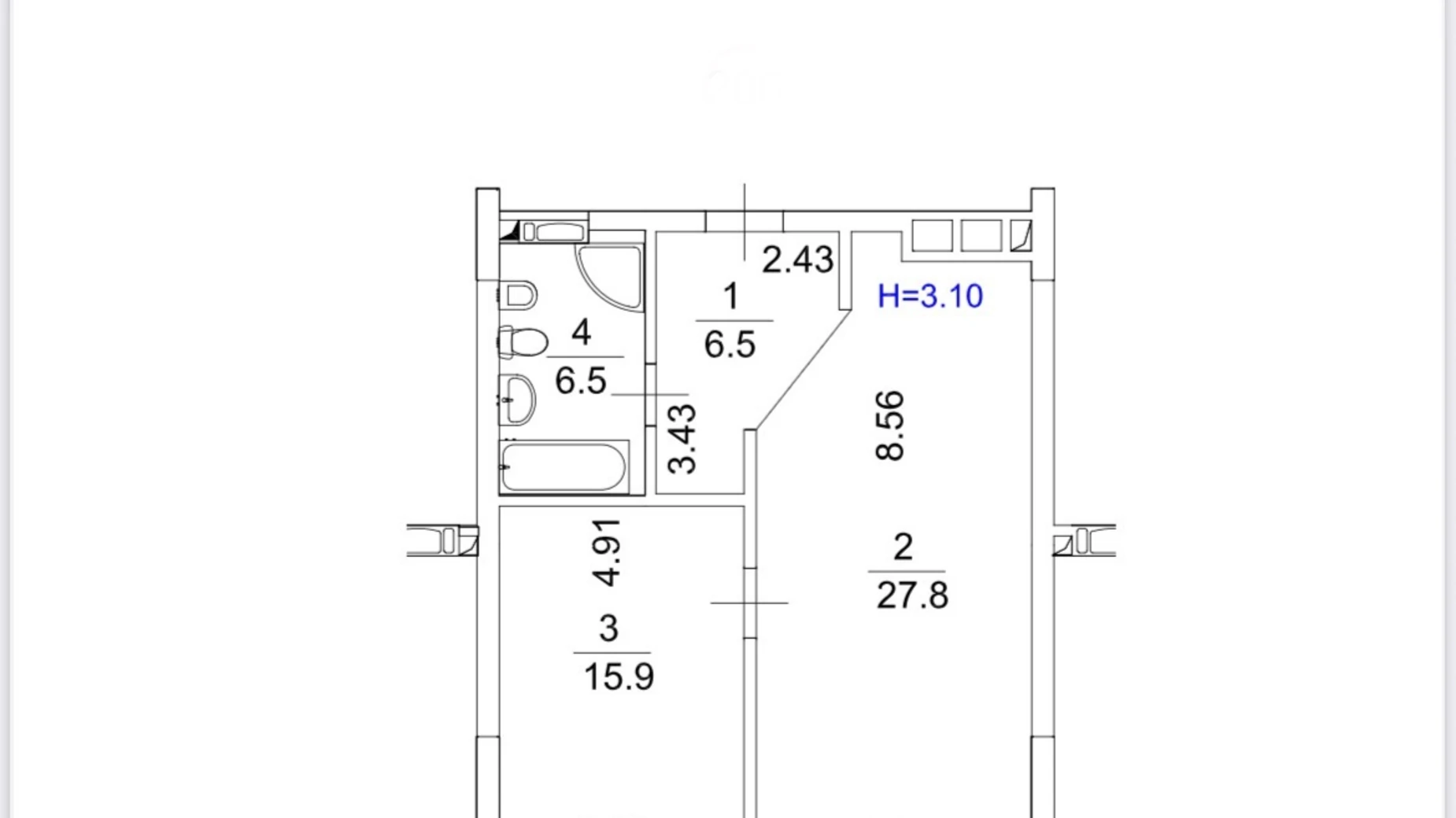 Продается 1-комнатная квартира 56.7 кв. м в Киеве, ул. Зверинецкая, 70А - фото 3