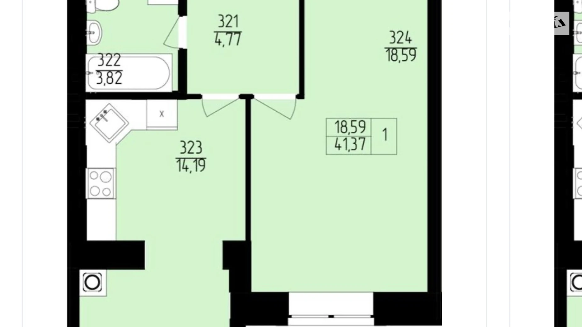 Продается 1-комнатная квартира 41.37 кв. м в Хмельницком, пер. Франко Ивана, 8 - фото 2