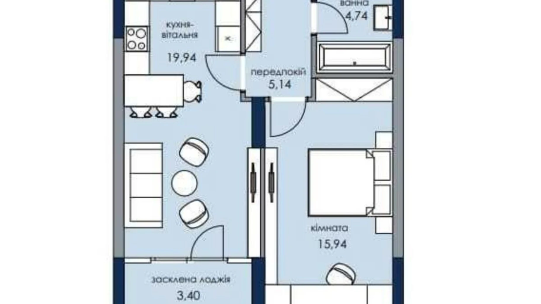 Продается 1-комнатная квартира 49.16 кв. м в Киеве, цена: 77000 $ - фото 2