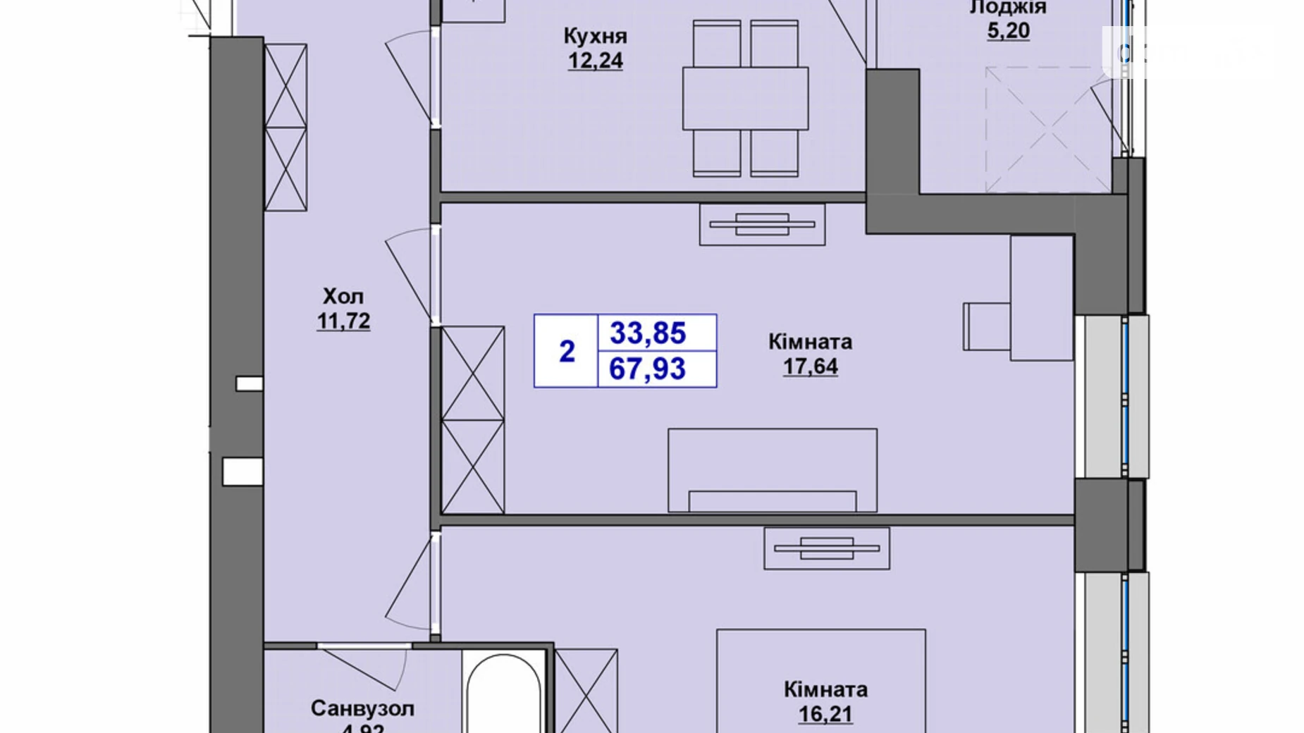 Продается 2-комнатная квартира 67.93 кв. м в Хмельницком, Старокостянтиновское шоссе, 5/5 - фото 2