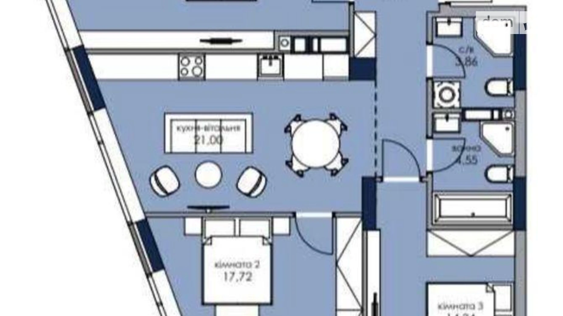 Продається 3-кімнатна квартира 94 кв. м у Києві, вул. Князя Романа Мстиславича(Генерала Жмаченка), 26 - фото 2