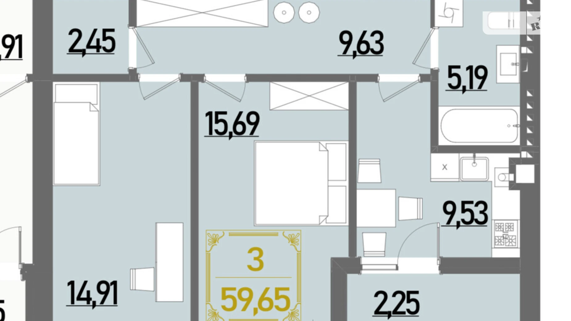 Продается 2-комнатная квартира 59.65 кв. м в Ровно, ул. Березовая - фото 2