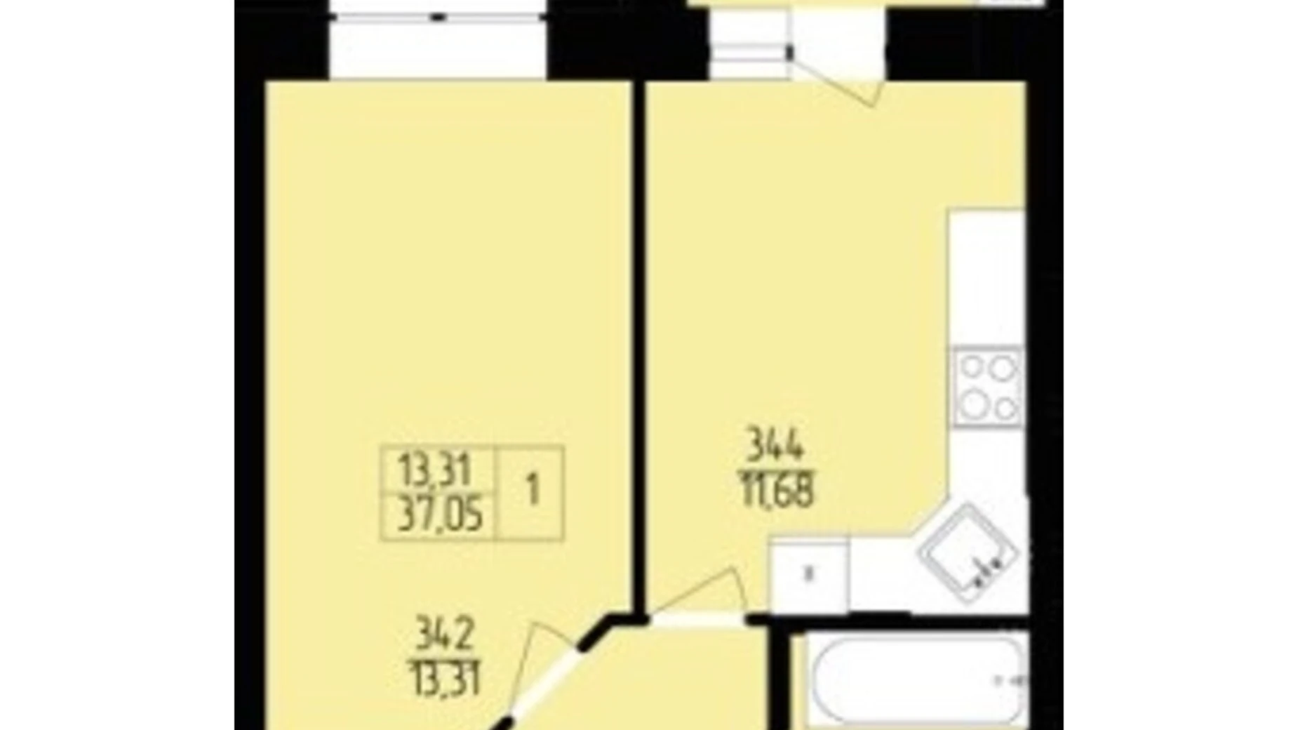 Продается 1-комнатная квартира 37.05 кв. м в Хмельницком, пер. Франко Ивана, 8 - фото 2