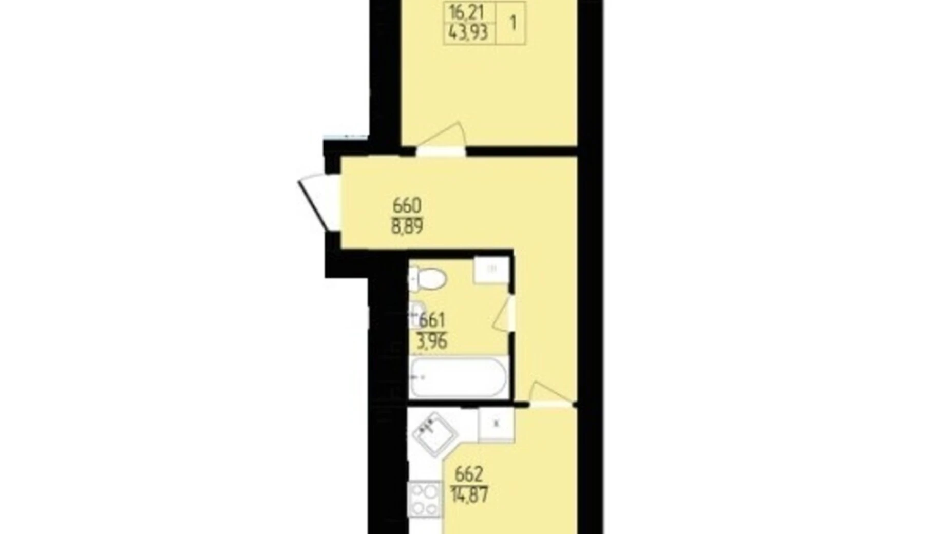 Продається 1-кімнатна квартира 43.97 кв. м у Хмельницькому, цена: 29210 $ - фото 3