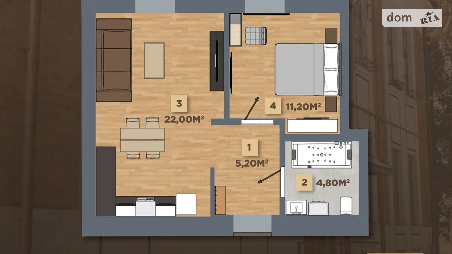 Продается 1-комнатная квартира 42.8 кв. м в Коломые, цена: 36000 $ - фото 3