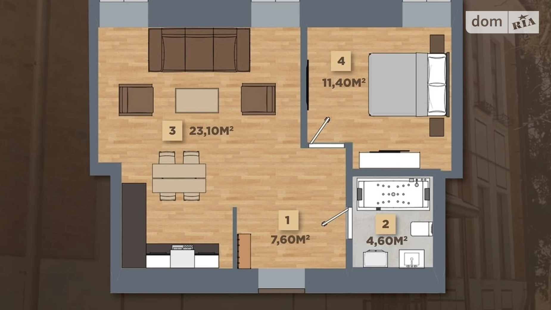 Продается 1-комнатная квартира 42.8 кв. м в Коломые, цена: 36000 $ - фото 2