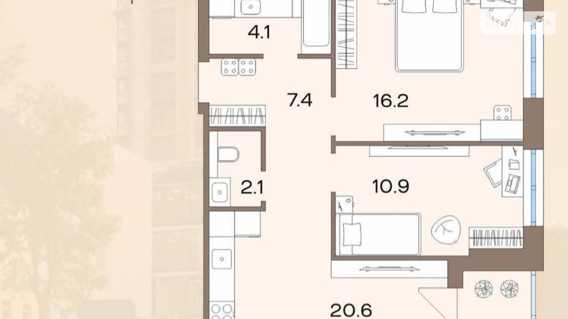 Продается 2-комнатная квартира 66 кв. м в Ровно, ул. Кавказская, 32Б - фото 3