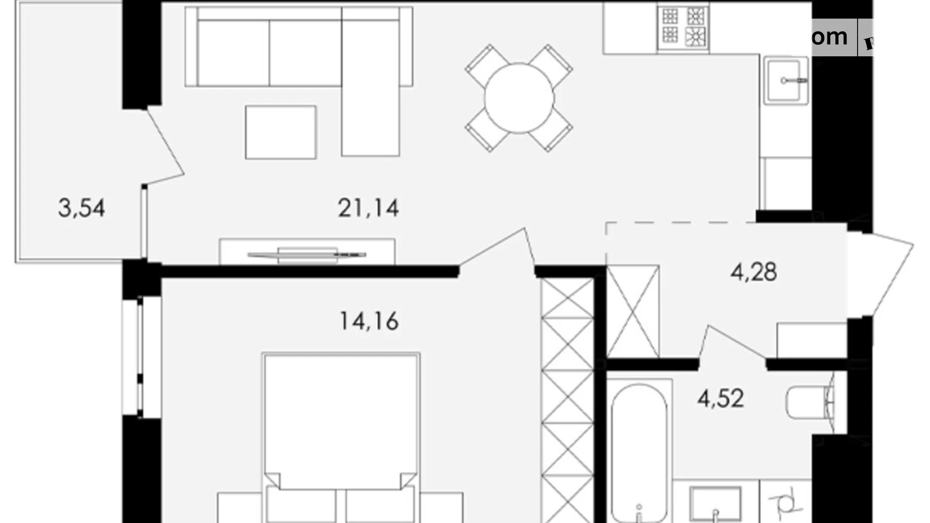 Продается 1-комнатная квартира 45.17 кв. м в Львове, ул. Замарстиновская, 76 - фото 2