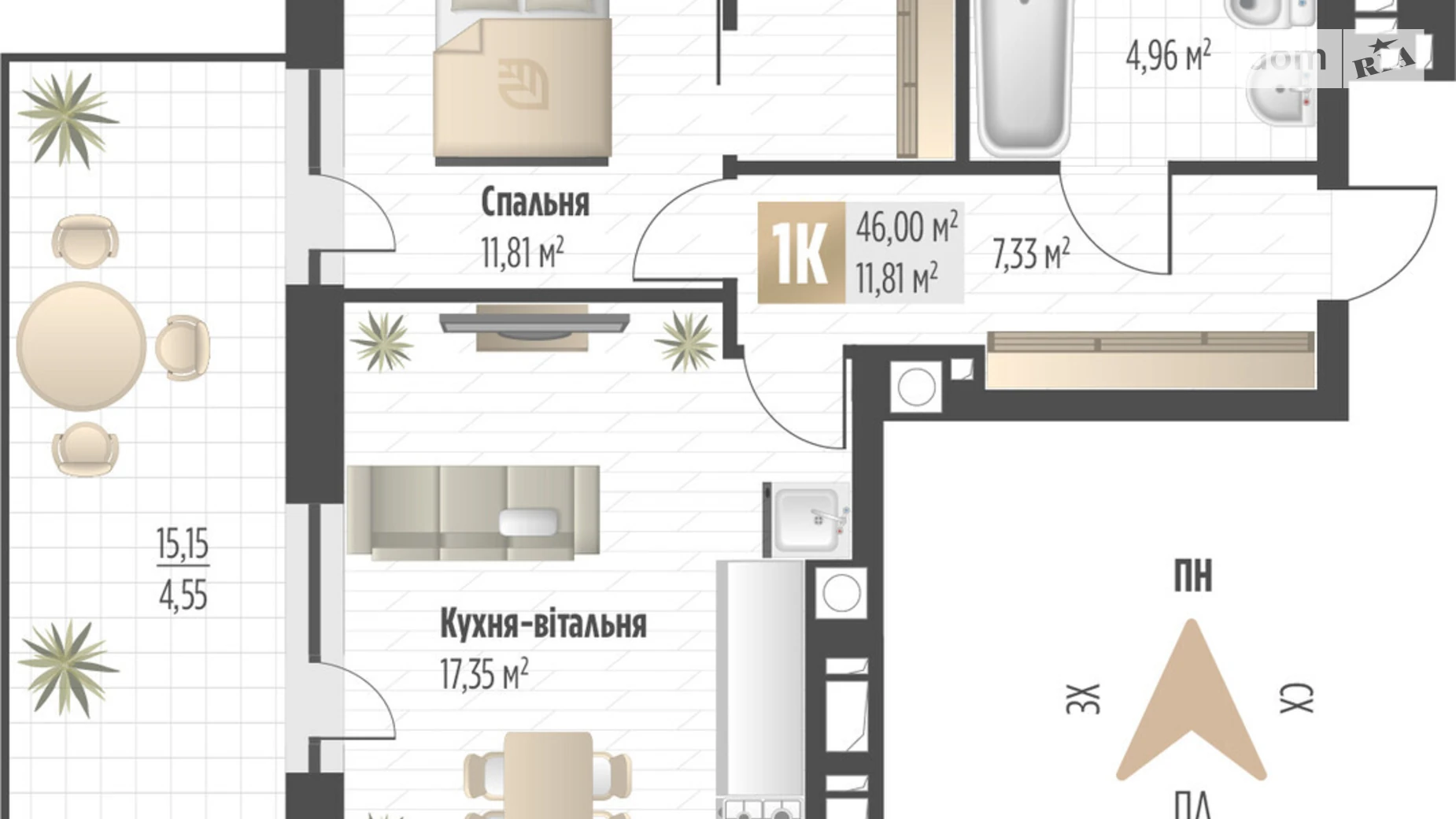 Продається 1-кімнатна квартира 46 кв. м у Львові, вул. Орлика, 52 - фото 2