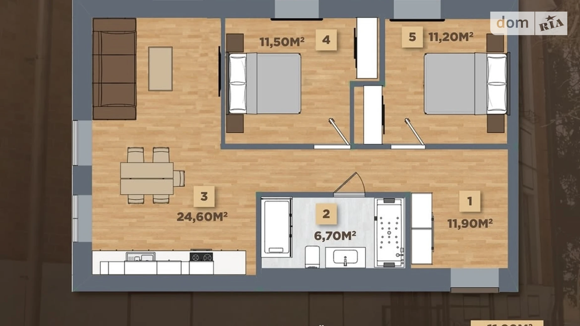 Продается 1-комнатная квартира 42.8 кв. м в Коломые, цена: 36000 $ - фото 4