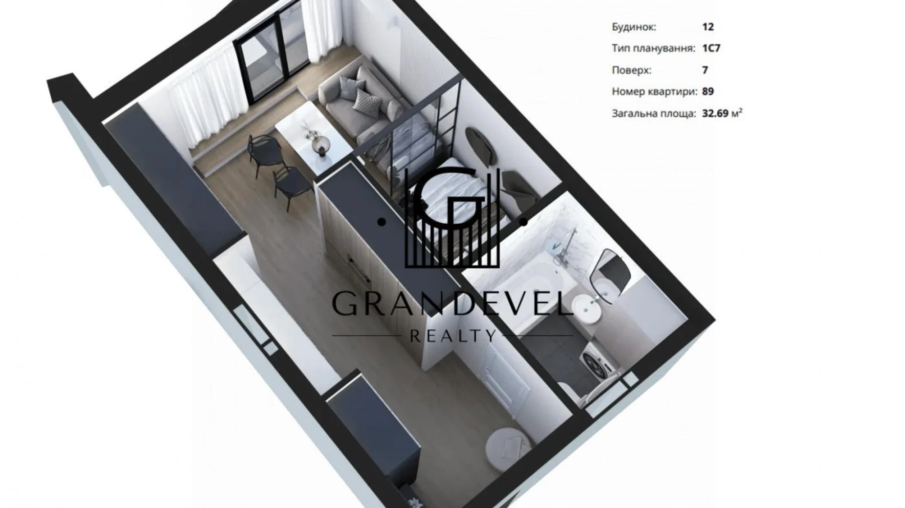 Продается 1-комнатная квартира 34 кв. м в Ирпене, ул. Кобылянской Ольги, 1В/12 - фото 3