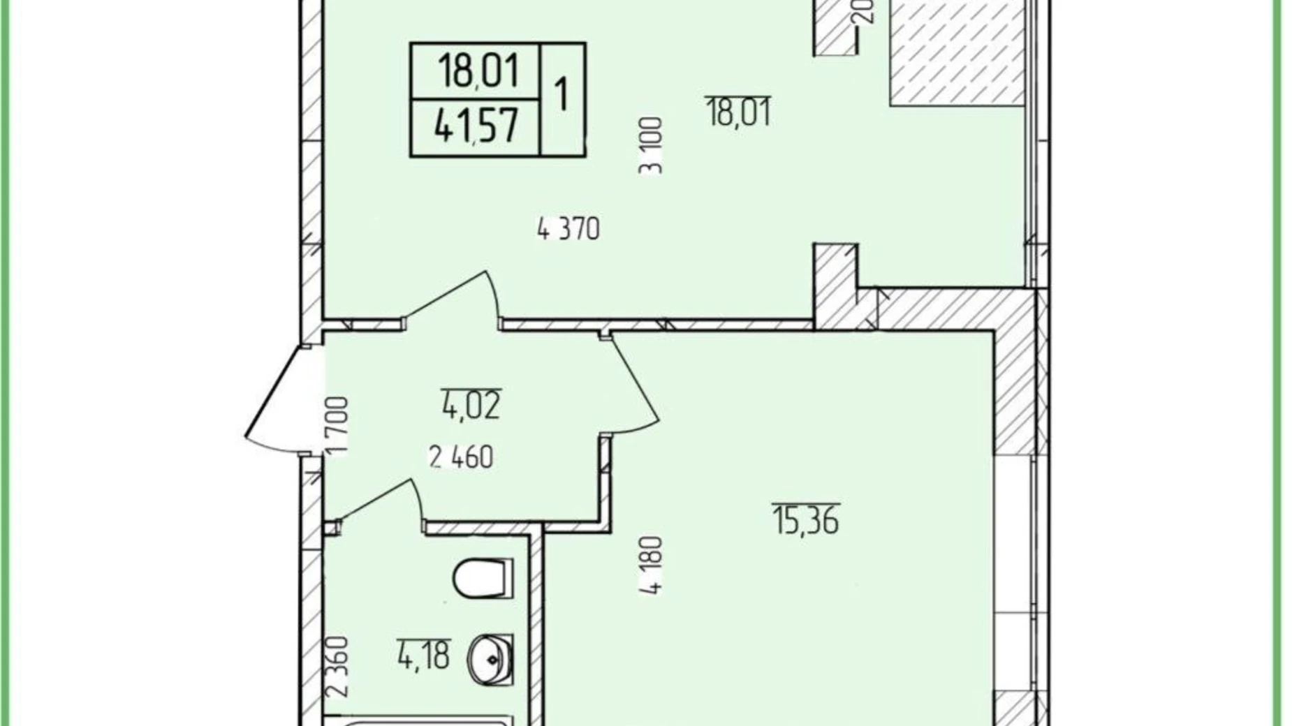 Продается 1-комнатная квартира 41 кв. м в Хмельницком, ул. Озерная, 14/1 корпус 3 - фото 4