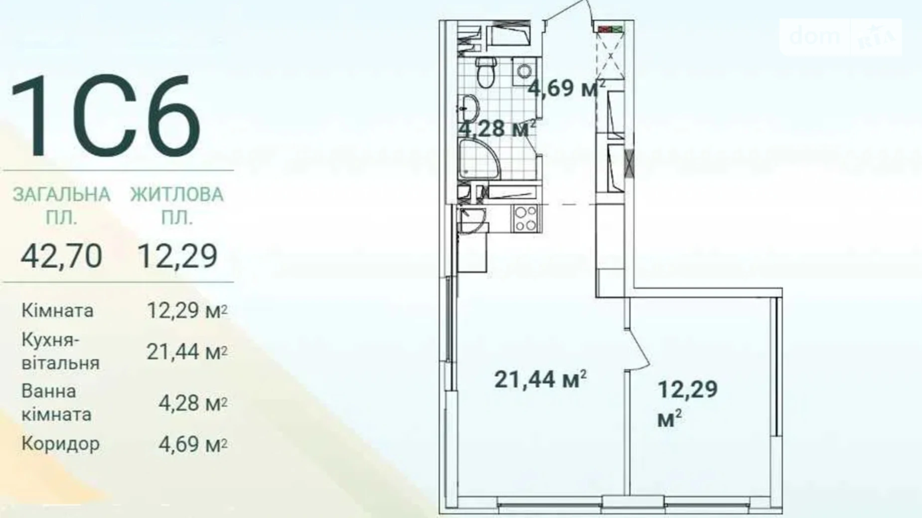 Продається 1-кімнатна квартира 42.7 кв. м у Києві, вул. Всеволода Змієнка, 34/21 - фото 2