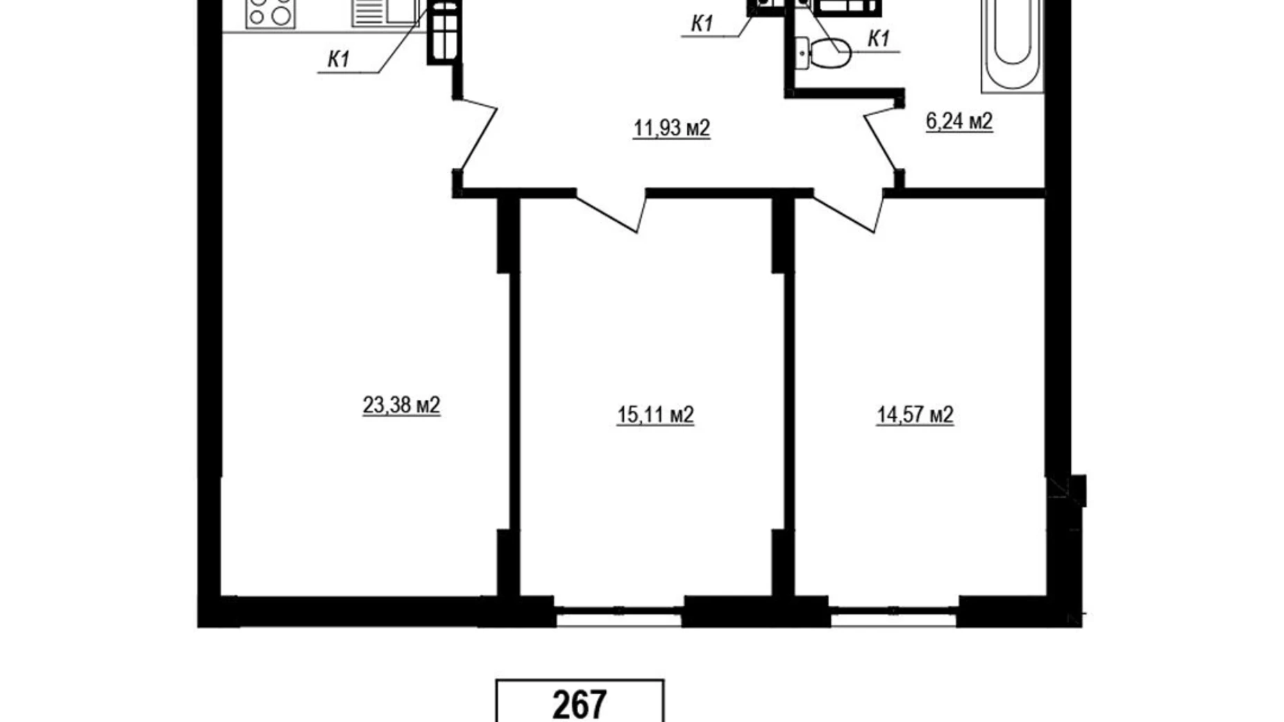 Продается 2-комнатная квартира 71.23 кв. м в Софиевской Борщаговке, вул. Яблоневая, 3А - фото 3