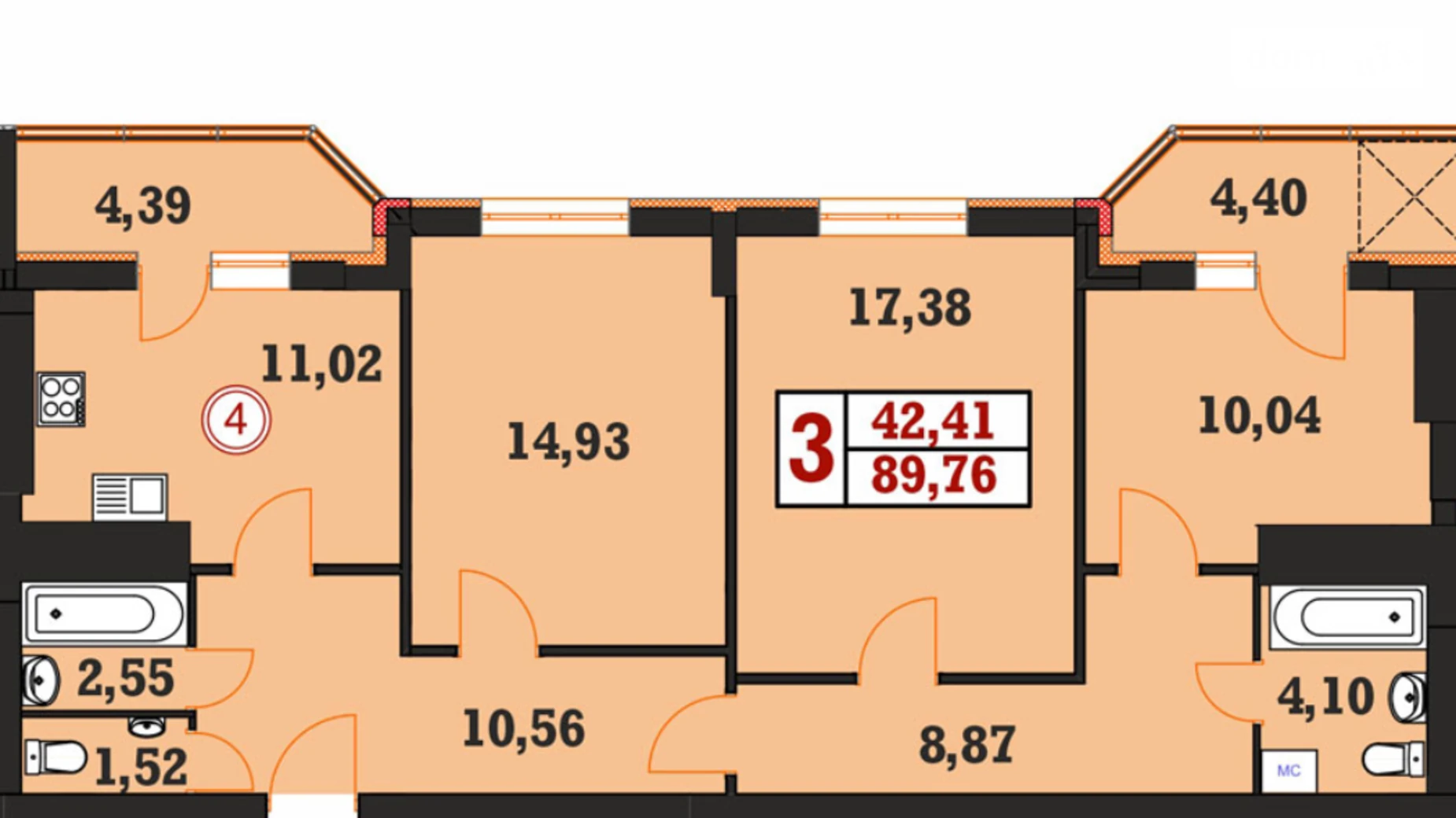 Продается 3-комнатная квартира 86 кв. м в Хмельницком, ул. Панаса Мирного, 14 - фото 4