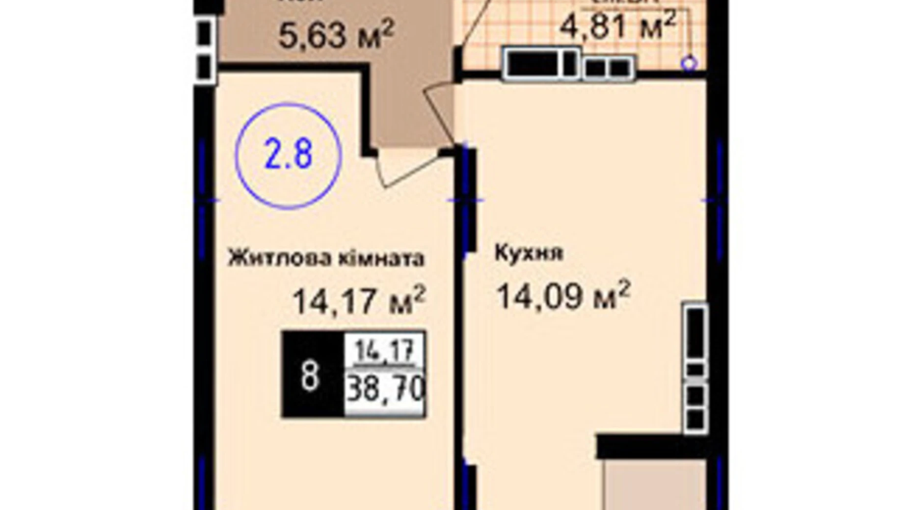 Продается 1-комнатная квартира 37.7 кв. м в Одессе, ул. Академика Сахарова, 14 - фото 2