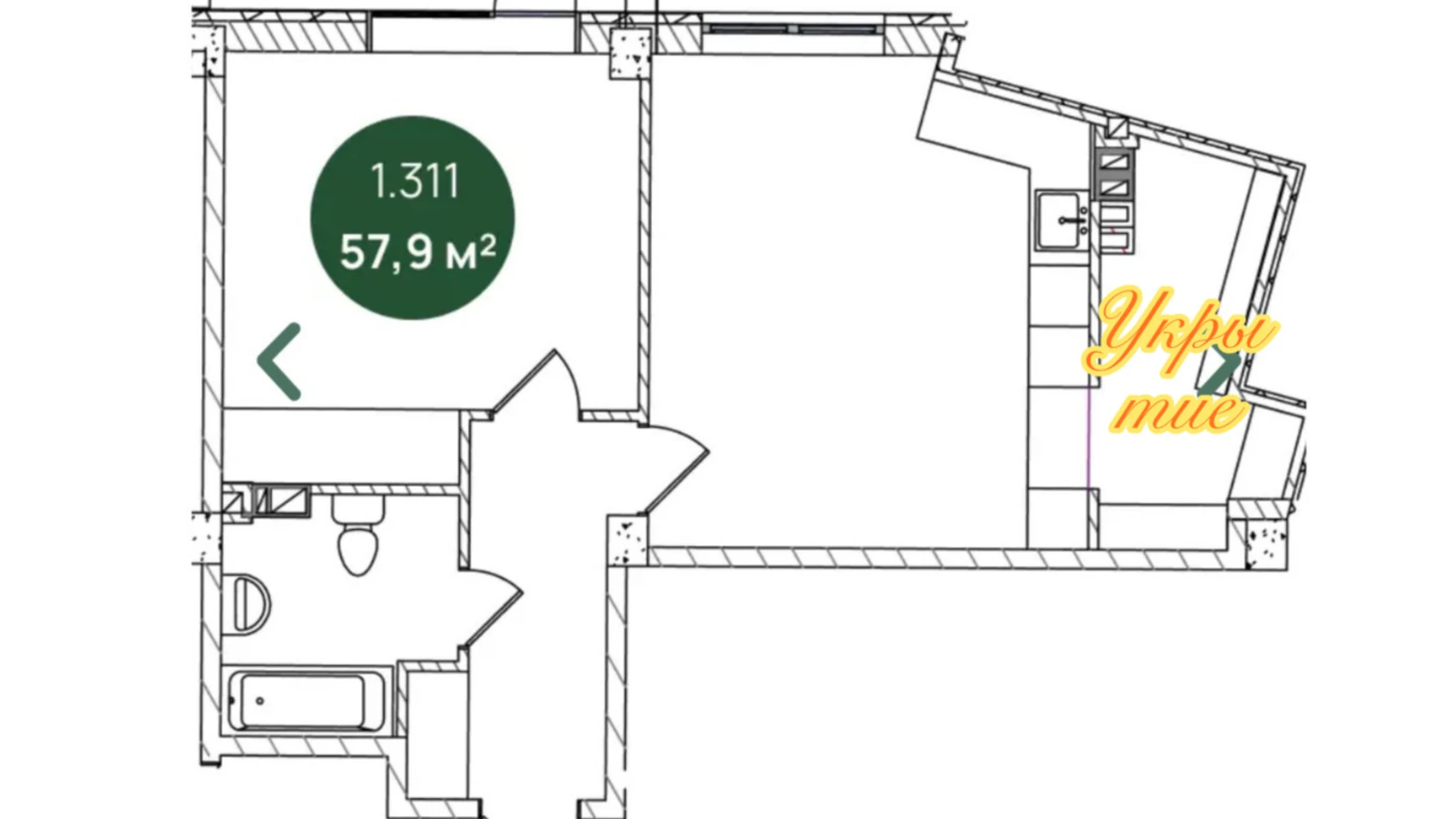 Продается 1-комнатная квартира 57 кв. м в Иличанкае, ул. Садовая - фото 5