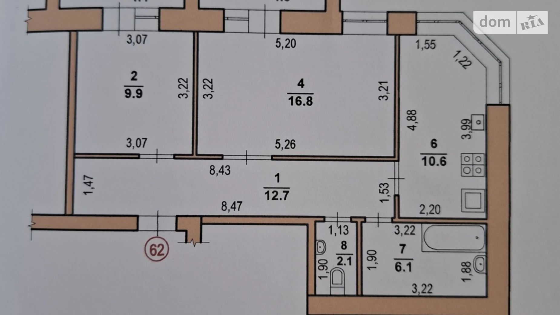 Продается 2-комнатная квартира 67.1 кв. м в Липинах, ул. Возрождения, 50Б - фото 2
