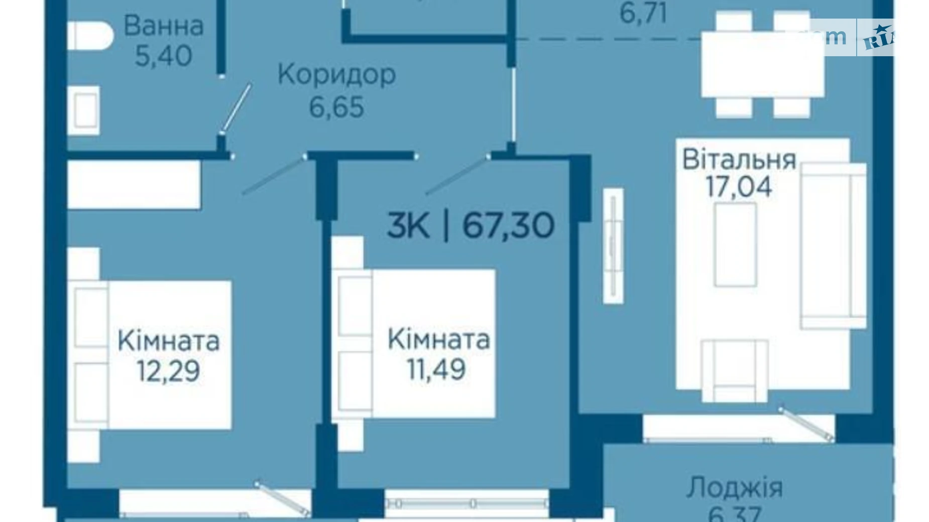 Продается 2-комнатная квартира 67.3 кв. м в Криховцах, ул. Физкультурная - фото 4