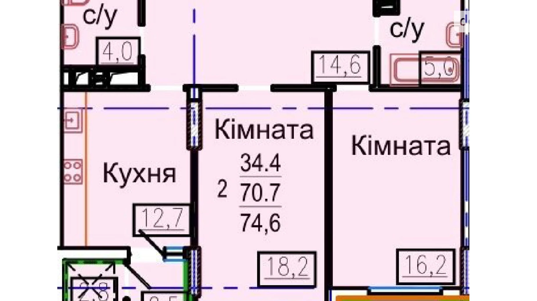 Продается 2-комнатная квартира 75 кв. м в Харькове, цена: 59999 $ - фото 3
