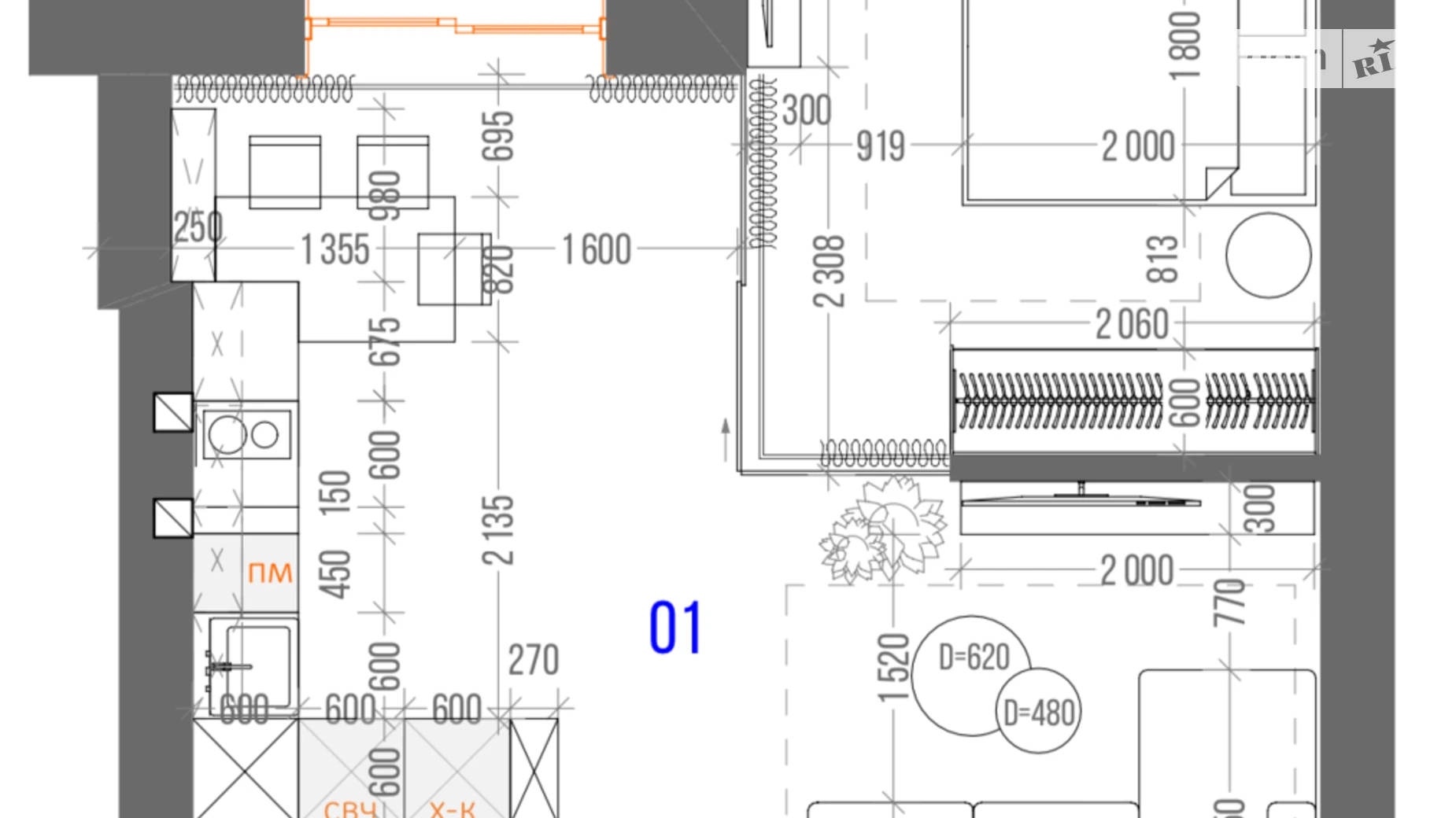 Продается 1-комнатная квартира 61.8 кв. м в Кременчуге, ул. Ивана Мазепы(Бутырина), 7 - фото 2