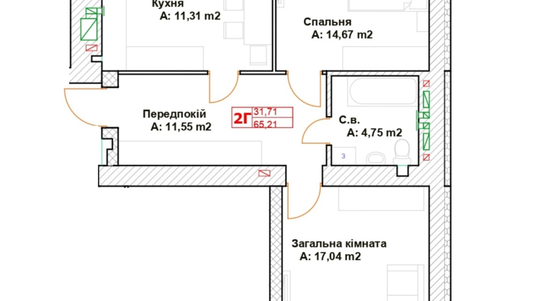 Продається 2-кімнатна квартира 67 кв. м у Бучі, вул. Вишнева, 35 - фото 4