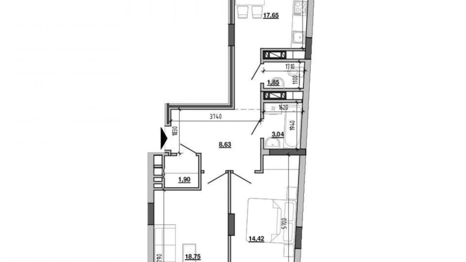 Продается 2-комнатная квартира 69.07 кв. м в, цена: 100496 $ - фото 2