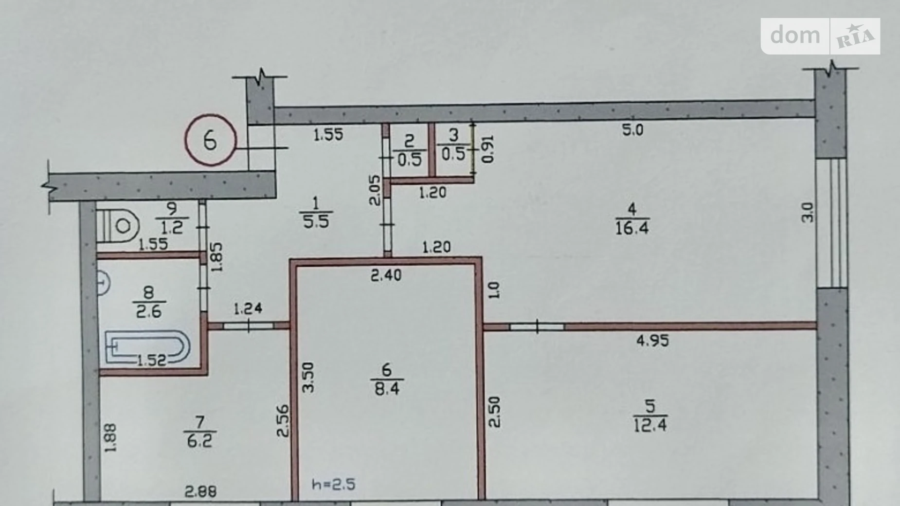Продается 3-комнатная квартира 54 кв. м в, цена: 13000 $ - фото 2