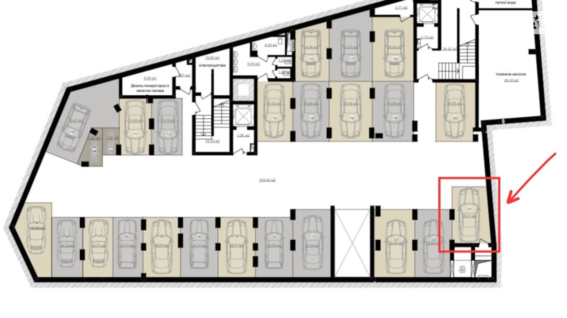 Продается подземный паркинг под легковое авто на 16.11 кв. м, цена: 27000 $ - фото 2