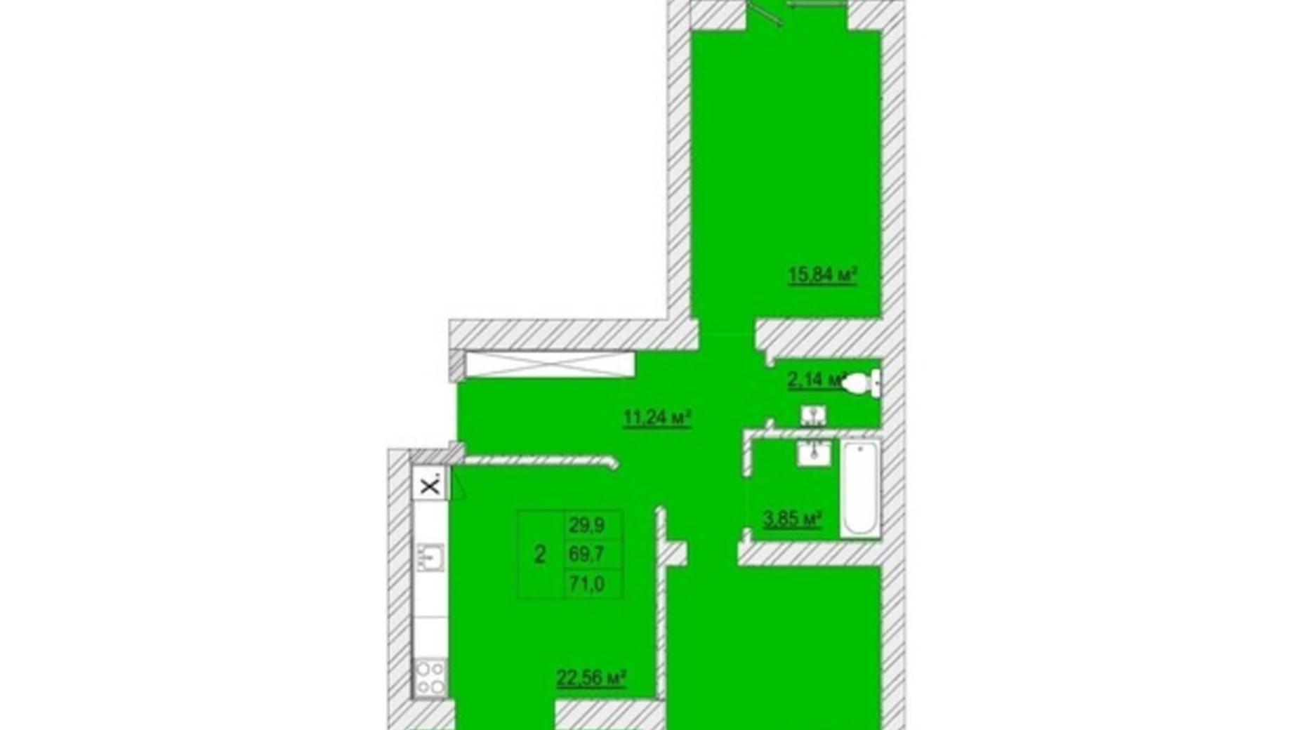 2-комнатная квартира 71 кв. м в Луцке, цена: 72065 $ - фото 2