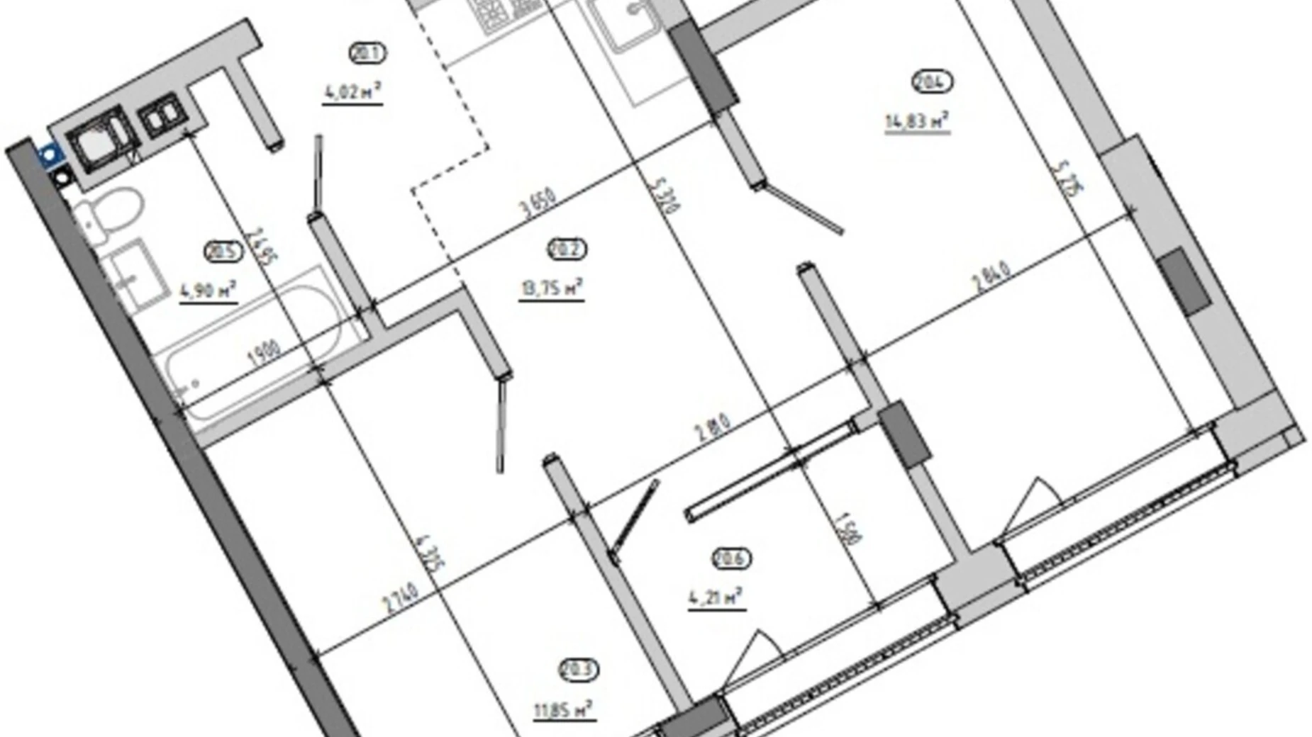 Продается 2-комнатная квартира 53.56 кв. м в Львове, ул. Величковского, 7Б - фото 2