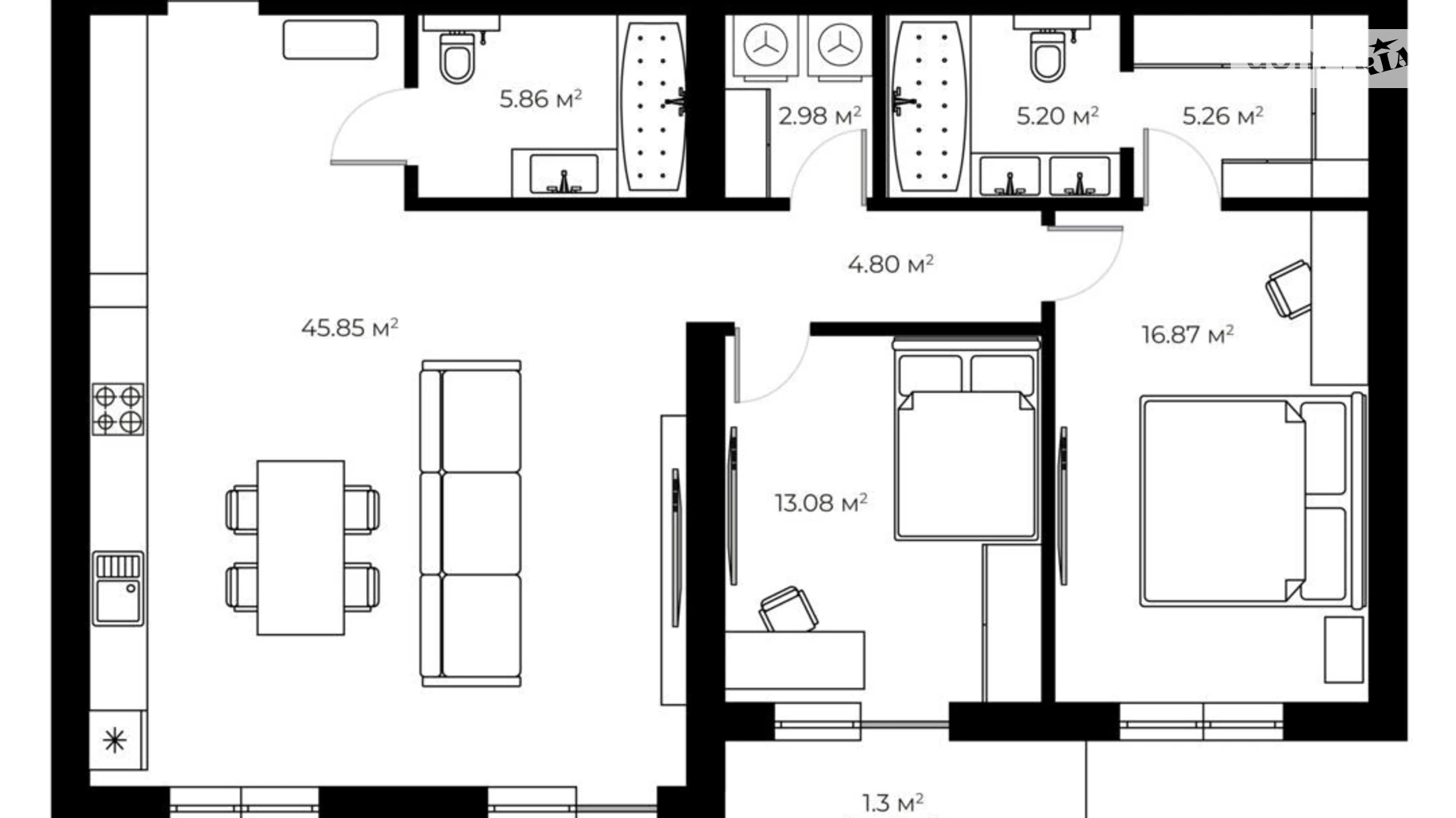 Продається 3-кімнатна квартира 101.2 кв. м у Ужгороді, вул. Мальовнича, 8 - фото 2