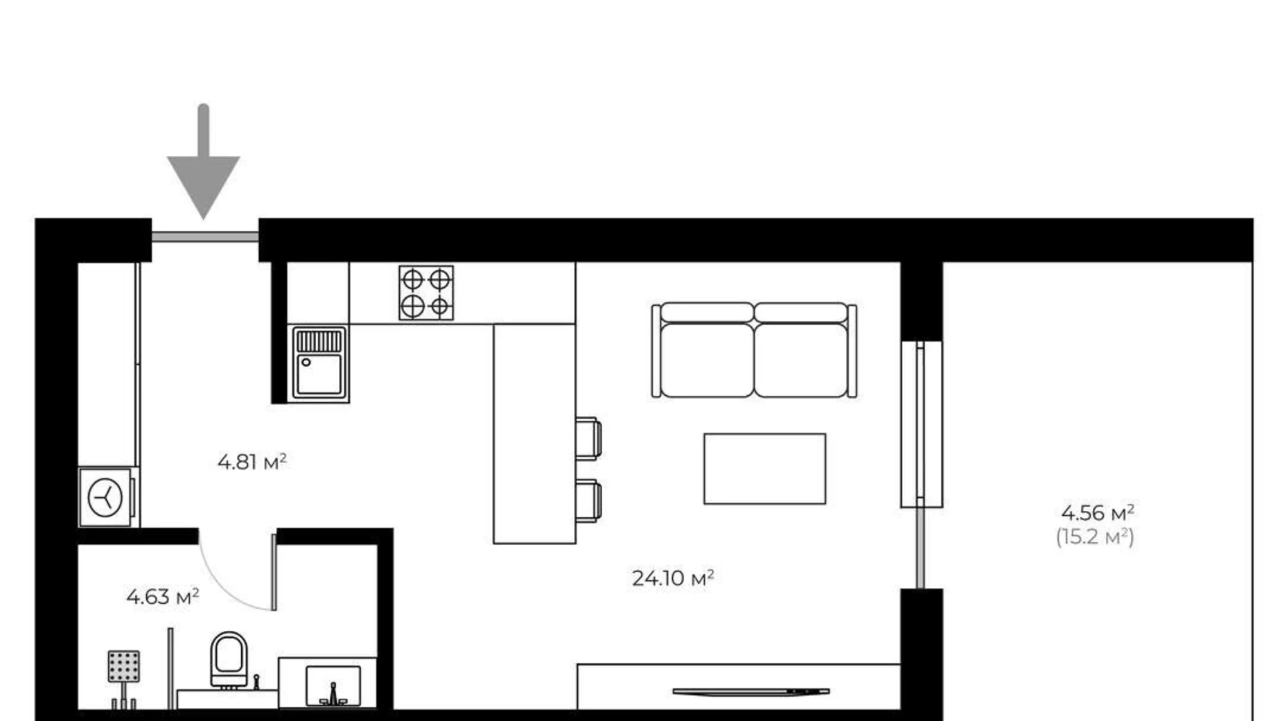 Продається 1-кімнатна квартира 38.2 кв. м у Ужгороді, вул. Мальовнича, 8 - фото 2