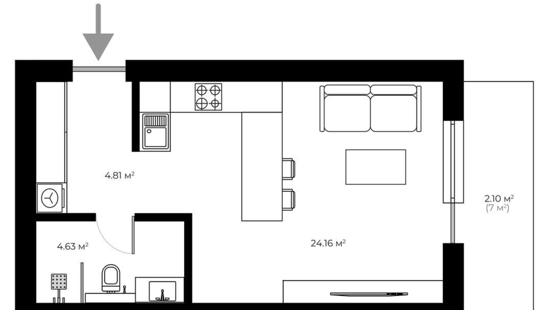 Продається 1-кімнатна квартира 35.7 кв. м у Ужгороді, вул. Мальовнича, 8 - фото 2
