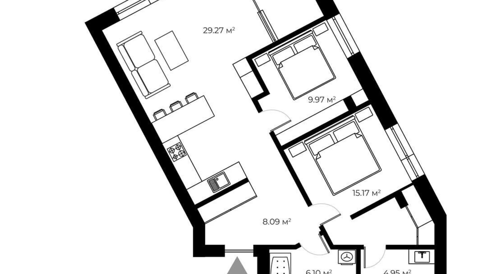 Продается 2-комнатная квартира 79.3 кв. м в, цена: 107055 $ - фото 2