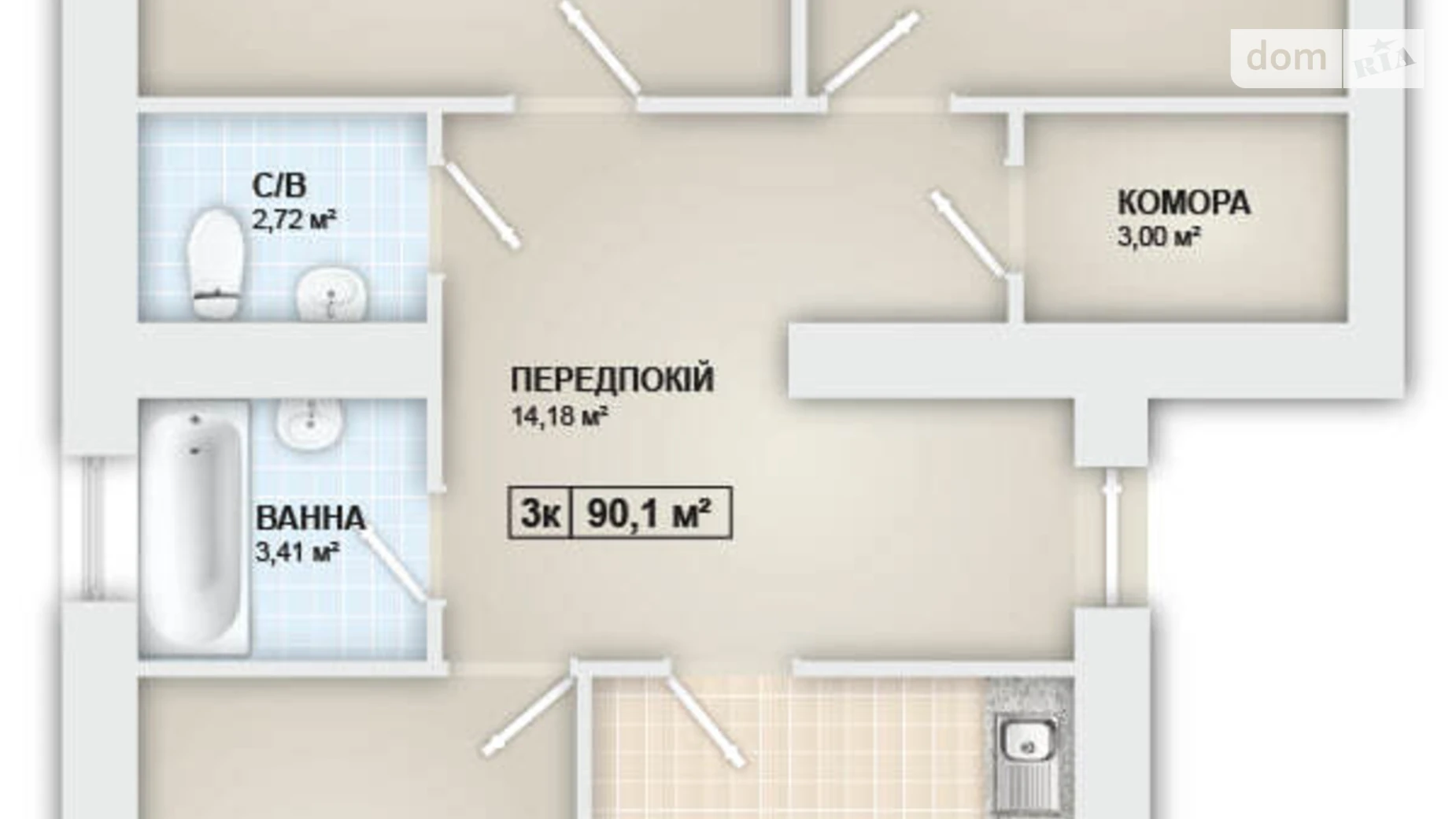 Продається 3-кімнатна квартира 90.1 кв. м у Івано-Франківську, вул. Ребета Л., 10Д - фото 2