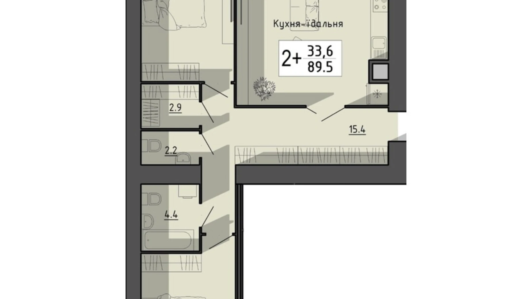 2-комнатная квартира 89.5 кв. м в Тернополе, ул. Генерала Мирона Тарнавского - фото 2