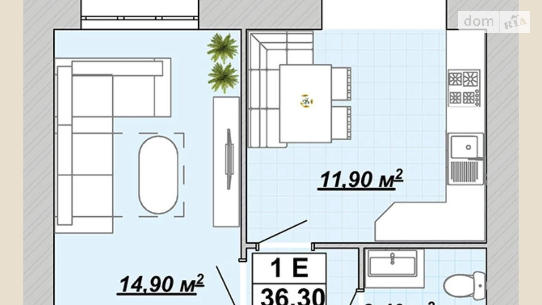 Продается 1-комнатная квартира 36.3 кв. м в Ивано-Франковске, ул. Княгинин, 44 корпус 24 - фото 2