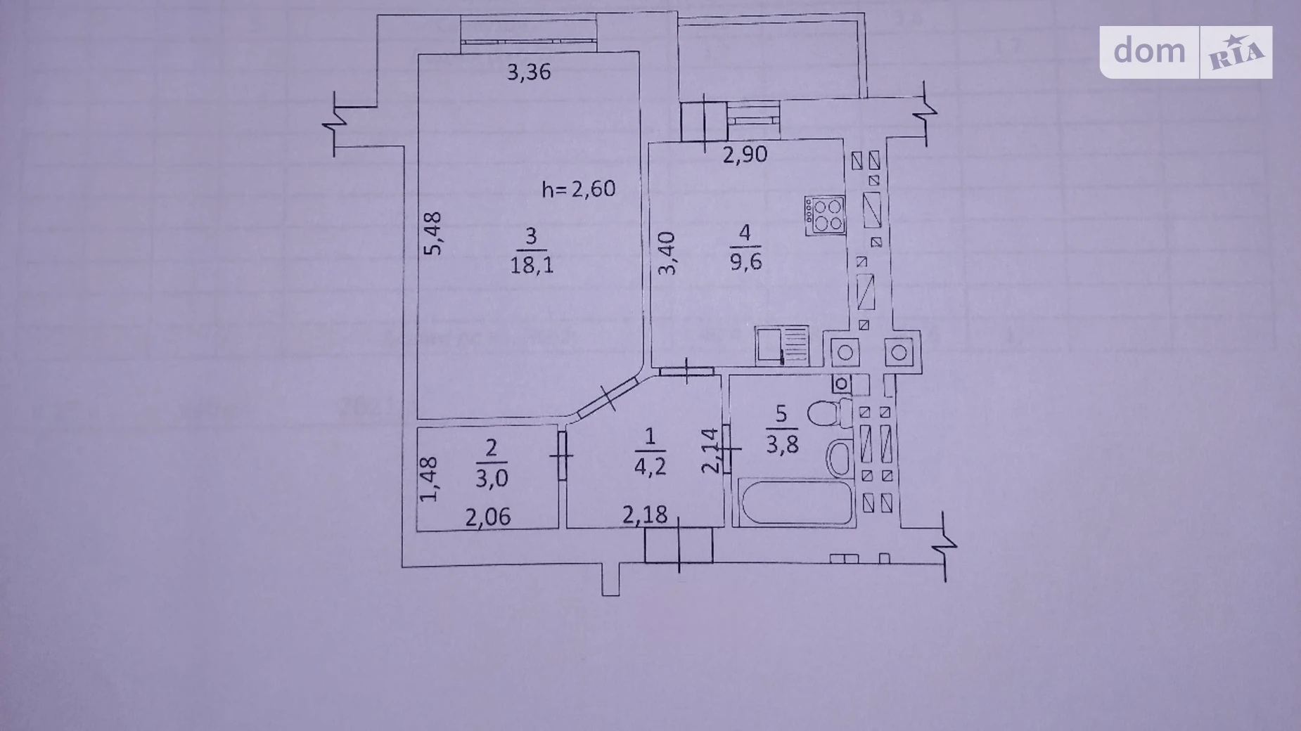 1-комнатная квартира 40.4 кв. м в Тернополе, ул. Смакулы - фото 2