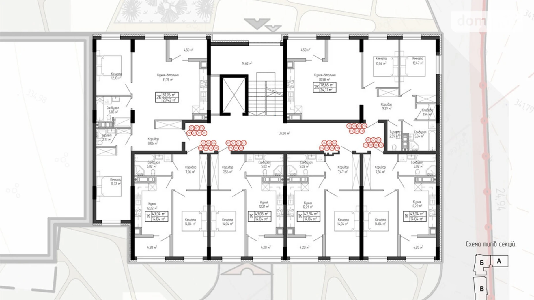 1-комнатная квартира 43.04 кв. м в Тернополе, цена: 33513 $ - фото 2