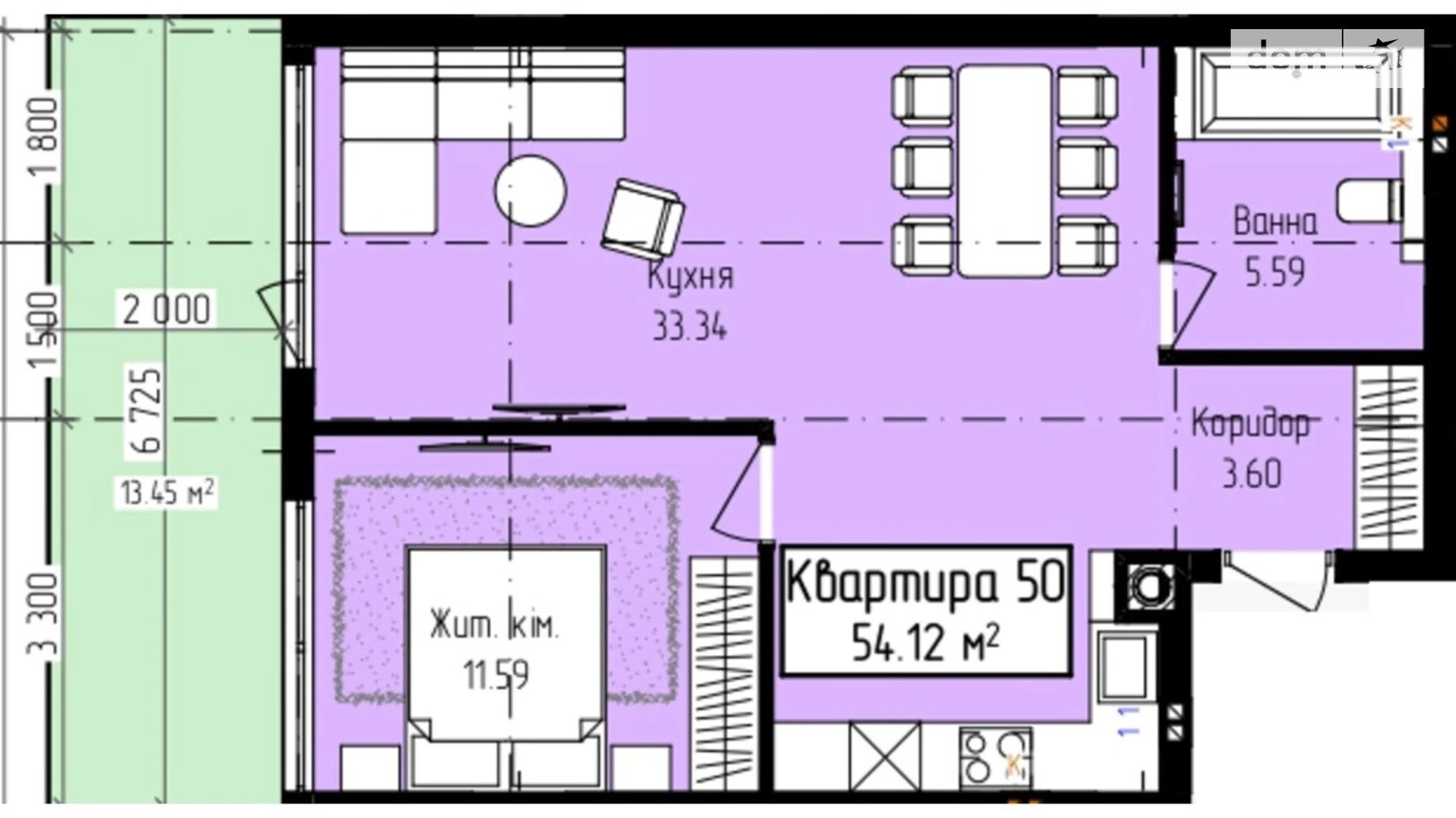 Продається 1-кімнатна квартира 54.12 кв. м у Ужгороді, цена: 61697 $ - фото 2