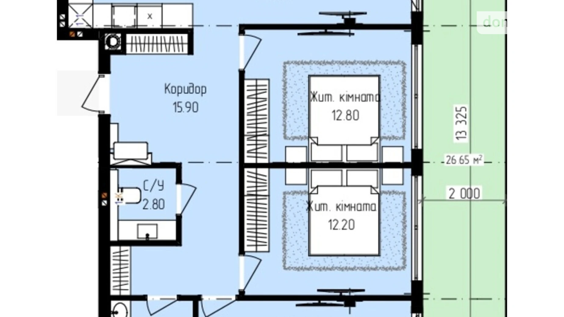 Продається 3-кімнатна квартира 93.11 кв. м у Ужгороді, вул. Собранецька, 129 - фото 2