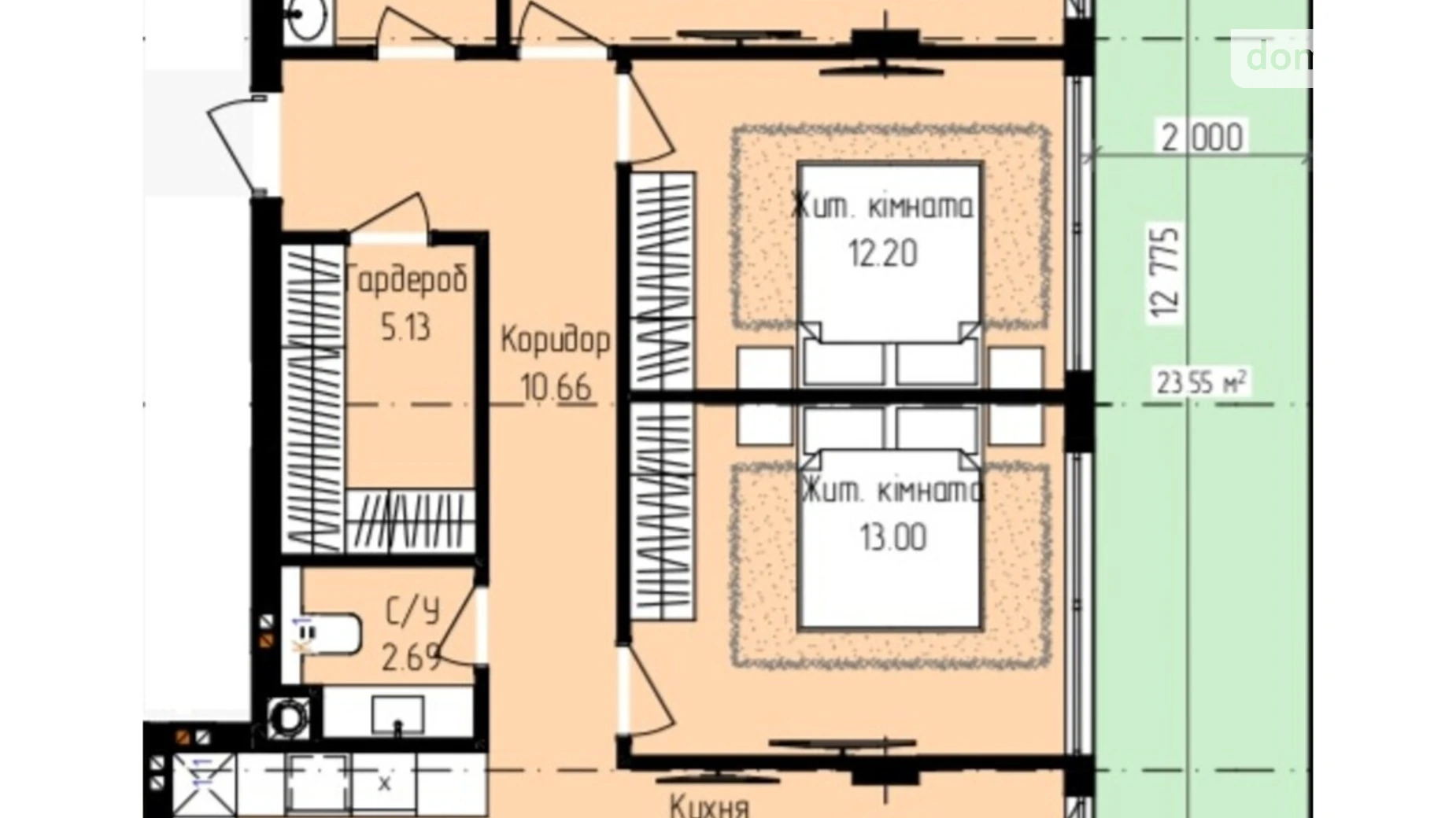 Продається 3-кімнатна квартира 92.85 кв. м у Ужгороді, вул. Собранецька, 129 - фото 2