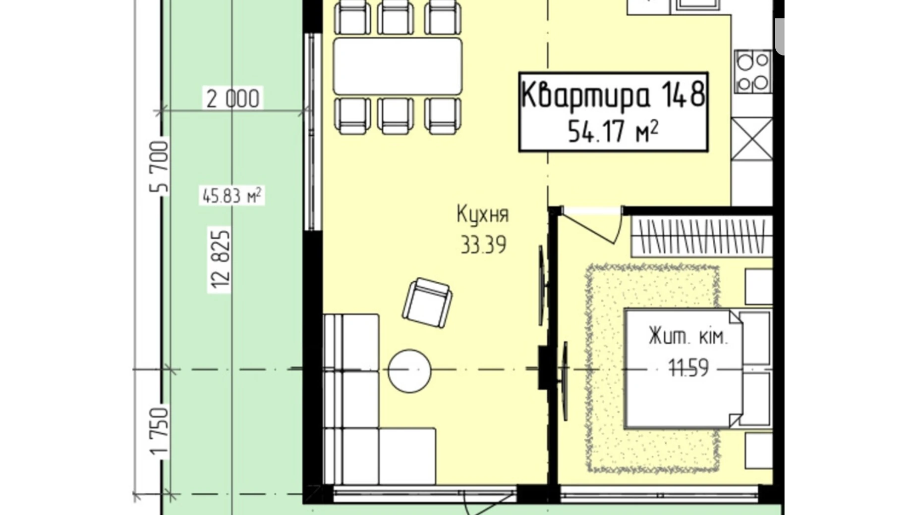Продается 1-комнатная квартира 54.17 кв. м в Ужгороде, ул. Собранецкая, 129 - фото 2