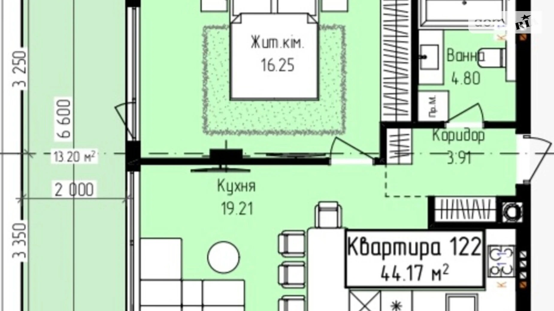 Продається 1-кімнатна квартира 44.17 кв. м у Ужгороді, вул. Собранецька, 129 - фото 2
