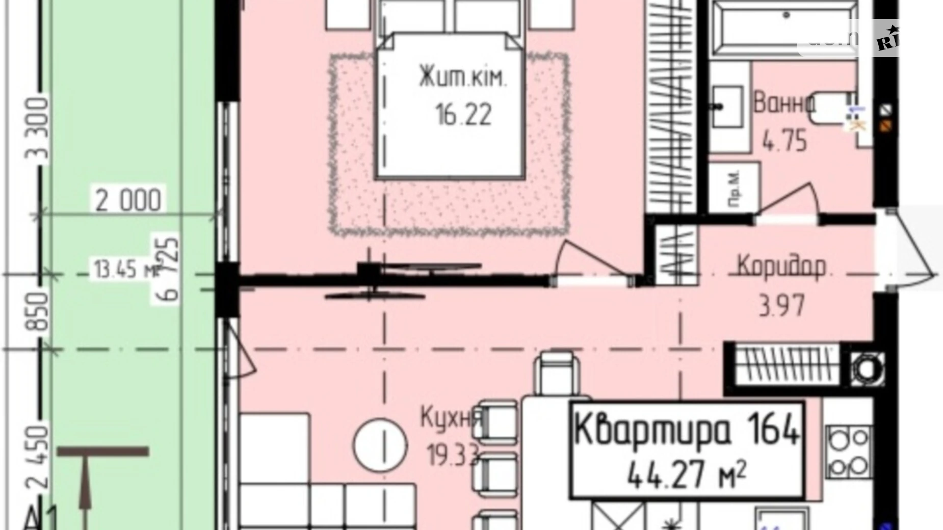 Продается 1-комнатная квартира 44.27 кв. м в Ужгороде, ул. Собранецкая, 129 - фото 2