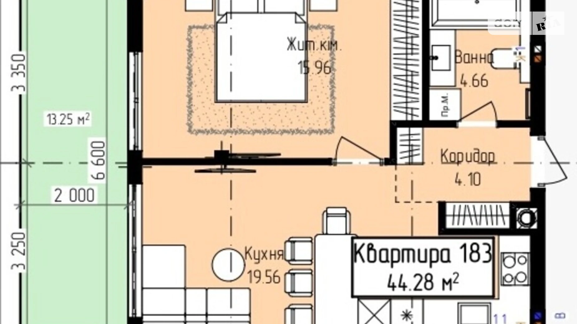 Продається 1-кімнатна квартира 41.59 кв. м у Ужгороді, вул. Собранецька, 129 - фото 2