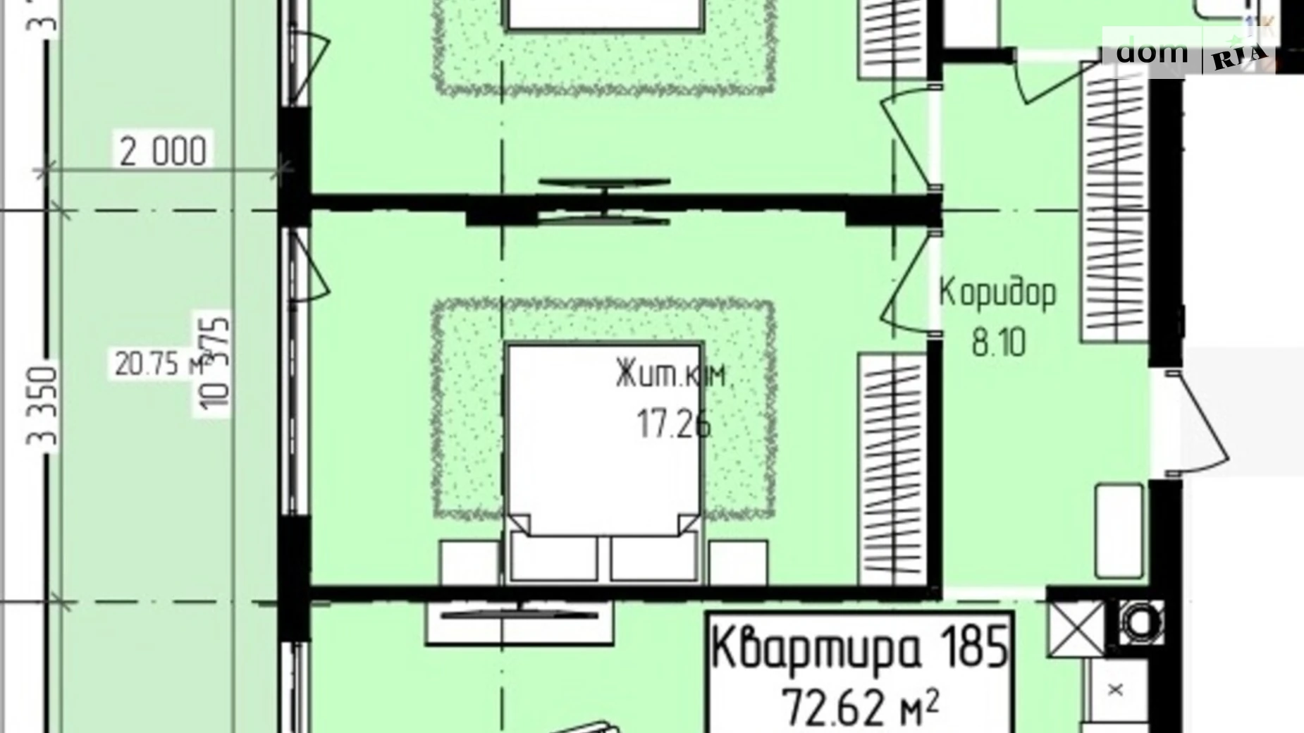 Продається 2-кімнатна квартира 65.18 кв. м у Ужгороді, вул. Собранецька, 129 - фото 2