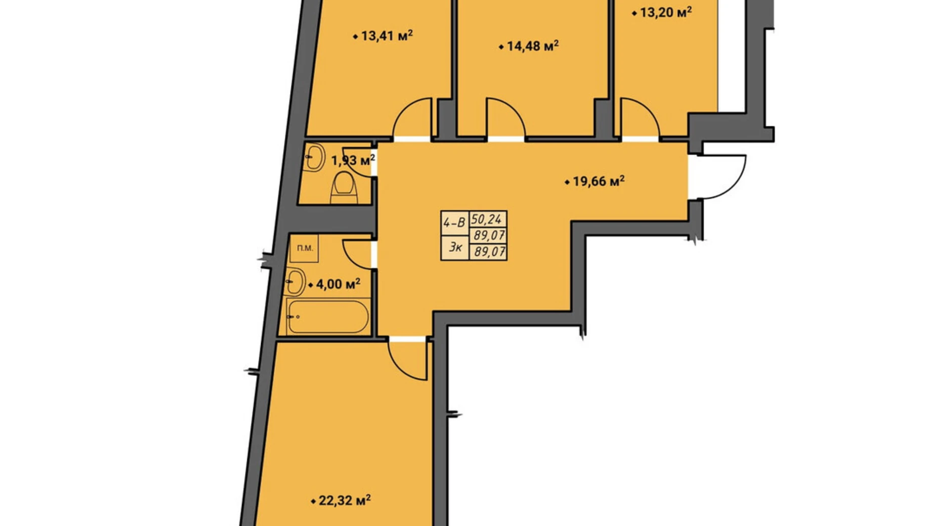 Продается 3-комнатная квартира 88.06 кв. м в Ровно, ул. Галицкого Данилы, 16 - фото 2